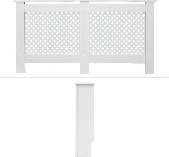 ECD Germany Diamond Pattern Heizkörperabdeckung aus MDF Weiß 152x19x82cm