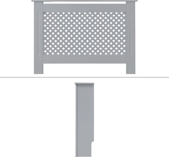 ECD Germany Diamond Pattern Radiator Cover Made of MDF Gray 112x19x82 cm