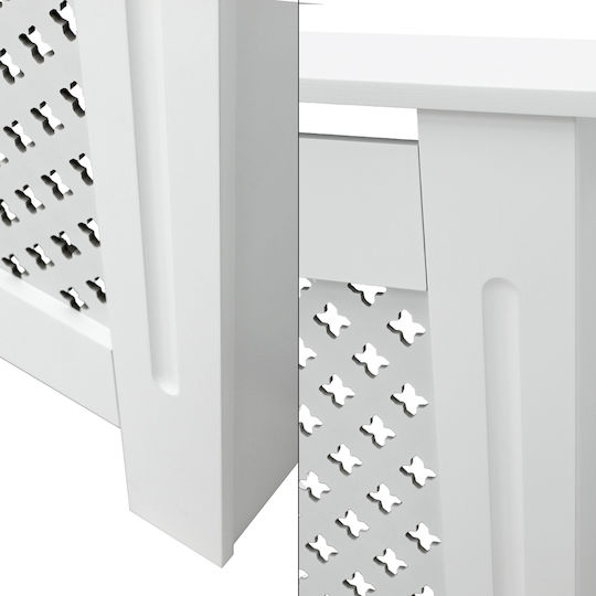 ECD Germany Diamond Pattern Radiator Cover from MDF White 78x19x82cm