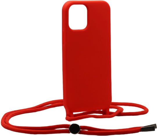 Technovo Lace Back Cover Σιλικόνης με Λουράκι Κόκκινο (iPhone 14)