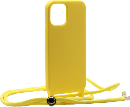 Technovo Lace Back Cover Σιλικόνης με Λουράκι Κίτρινο (iPhone 14)