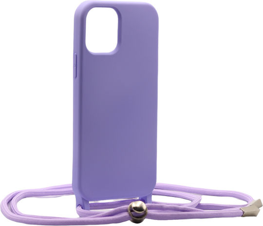 Technovo Lace Back Cover Σιλικόνης με Λουράκι Λιλά (iPhone 12 Pro Max)