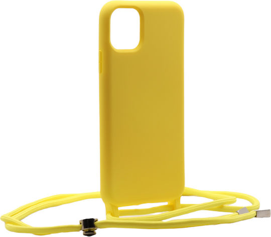 Technovo Lace Back Cover Σιλικόνης με Λουράκι Κίτρινο (iPhone 12 mini)