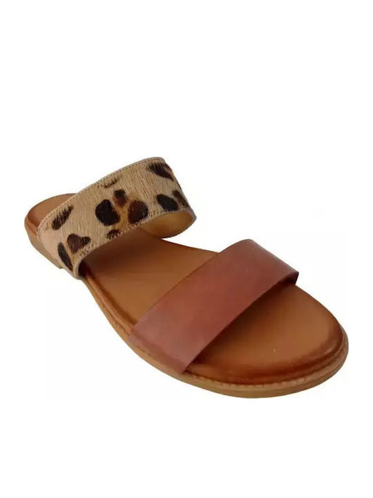 Flache Sandalen für Damen in Tabac Braun Farbe