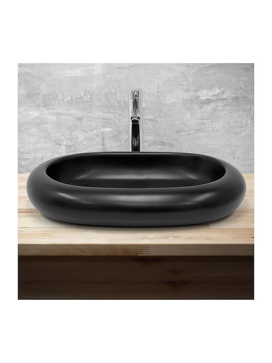 ML-Design Επικαθήμενος Νιπτήρας Κεραμικός 65x45x11cm Μαύρος