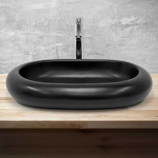 ML-Design Deasupra Blatului Chiuvetă Ceramică 65x45x11cm Negru