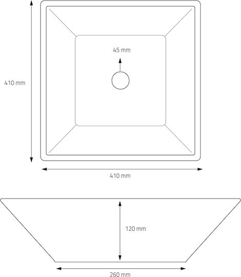 ML-Design Aufgesetztes Waschbecken Keramik 41x41x12cm Weiß