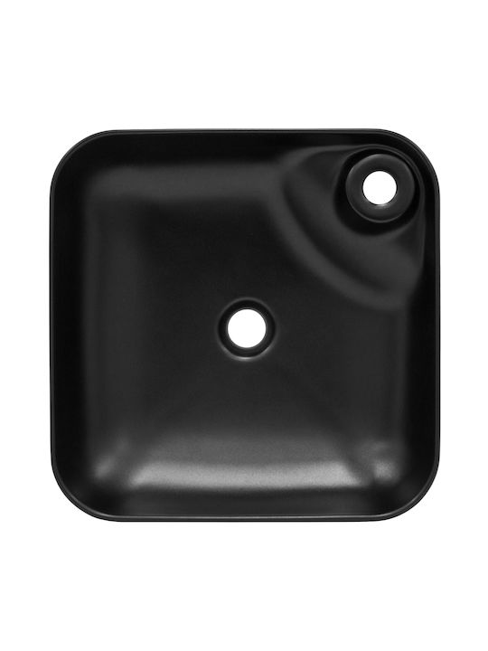 ML-Design Επικαθήμενος Νιπτήρας Κεραμικός 43x43x12cm Μαύρος