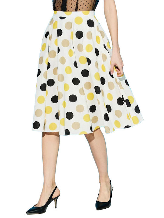 Forel Linen High Waist Skirt Polka Dot