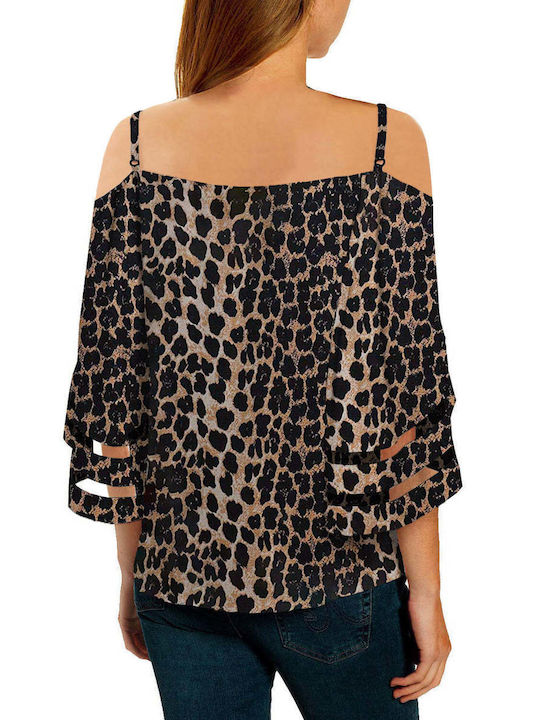 Amely Women's Blouse 3/4 Sleeves Animal Print Multicolored