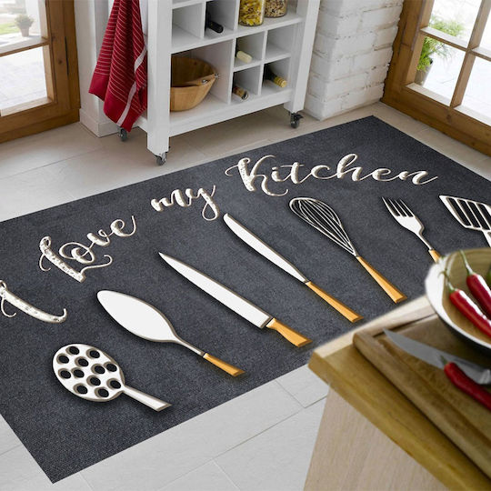 Dimcol Kitchen 256 Χαλάκι Κουζίνας Διάδρομος με Αντιολισθητικό Υπόστρωμα Anthracite 67x150εκ.