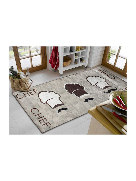 Dimcol Chef 255 Kitchen Mat Runner with Anti-slip Underlay Brown 80x200εκ.