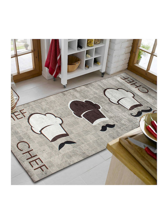 Dimcol Chef 255 Kitchen Mat Runner with Anti-slip Underlay Brown 80x200εκ.
