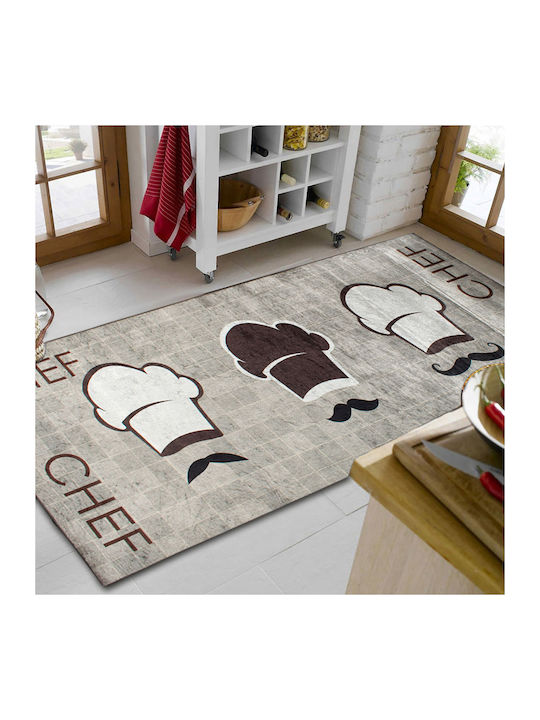 Dimcol Chef 255 Kitchen Mat Runner with Anti-slip Underlay Brown 67x150εκ.