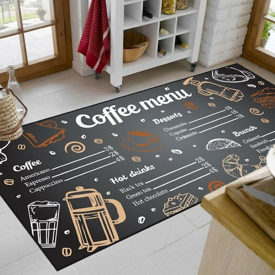 Dimcol Coffee Menu 263 Подложка за Кухненски Пътеки с Антиплъзгащо Подложка Multi 80x200εκ.