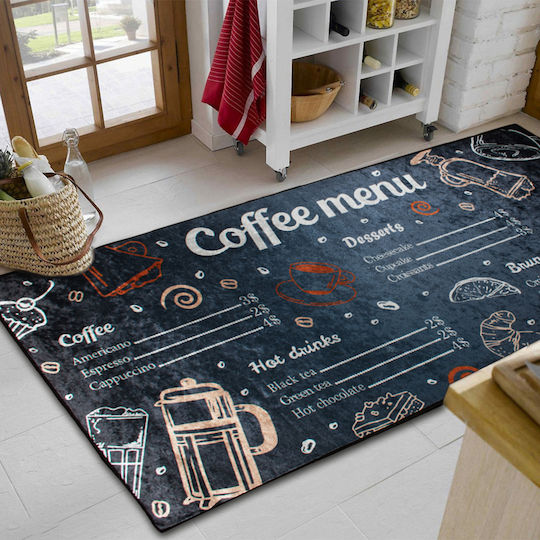 Dimcol Coffee Menu 263 Подложка за Кухненски Пътеки с Антиплъзгащо Подложка Multi 80x200εκ.