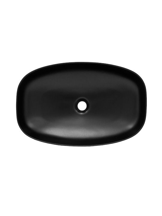 ML-Design Επικαθήμενος Νιπτήρας Κεραμικός 60.5x38.5x14cm Μαύρος