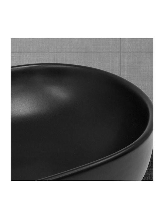 ML-Design Επικαθήμενος Νιπτήρας Κεραμικός 60.5x38.5x14cm Μαύρος