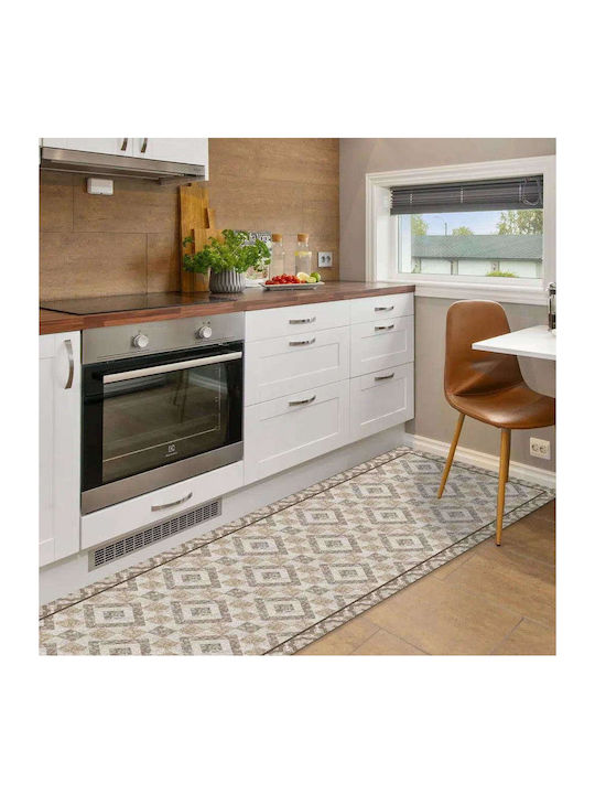 Ango Rhombus Kitchen Mat Runner Waterproof with Anti-slip Underlay Beige 50x120εκ.