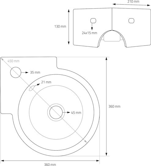 ML-Design Countertop Sink Ceramic 45x36x13cm White