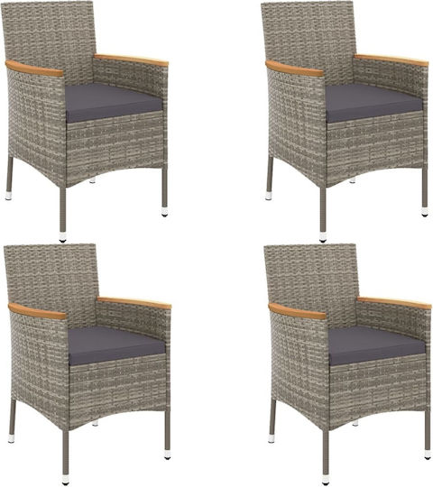 Garden & Outdoor Furniture Set 5 Pieces Gray with Pillows