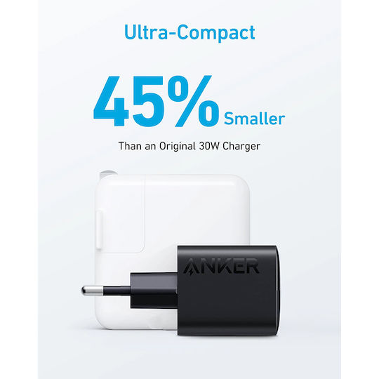 Anker Încărcător Fără Cablu cu Port USB-A și Port USB-C 33W Livrarea energiei Negruς (323)