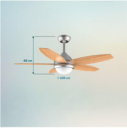 Cecotec EnergySilence Aero 495 Ανεμιστήρας Οροφής 106cm με Φως Καφέ / Ασημί