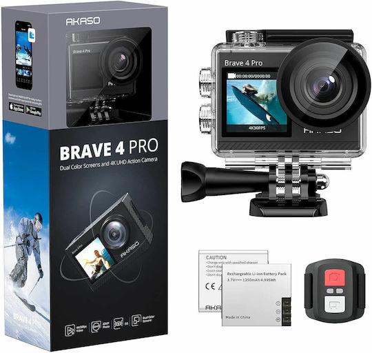 Akaso Brave 4 Pro Action Camera 4K Ultra HD Underwater with Touch Screen 2" and Wi-Fi Black