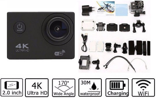 Action Cam 1080p F32 Action Camera Full HD (1080p) Υποβρύχια (με Θήκη) με Οθόνη 1.5" Μαύρη