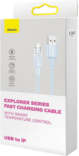 Baseus Explorer Braided USB-A la Cablu Lightning 20W Albastru 1m (CATS010003)