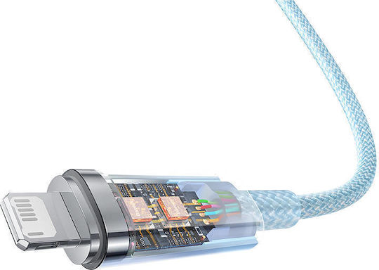 Baseus Explorer Braided USB-A la Cablu Lightning 20W Albastru 1m (CATS010003)