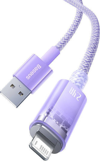 Baseus Explorer Плетена USB-A към Lightning кабел Лилав 1м (CATS010005)