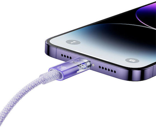 Baseus Explorer Плетена USB-A към Lightning кабел Лилав 1м (CATS010005)