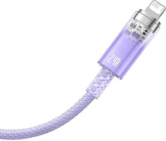 Baseus Explorer Плетена USB-A към Lightning кабел Лилав 1м (CATS010005)