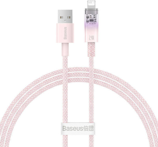 Baseus Explorer Braided USB-A to Lightning Cable 20W Ροζ 1m (CATS010004)