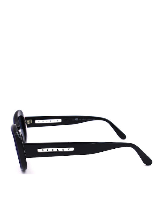 Sisley Women's Sunglasses with Blue Plastic Frame and Black Lens