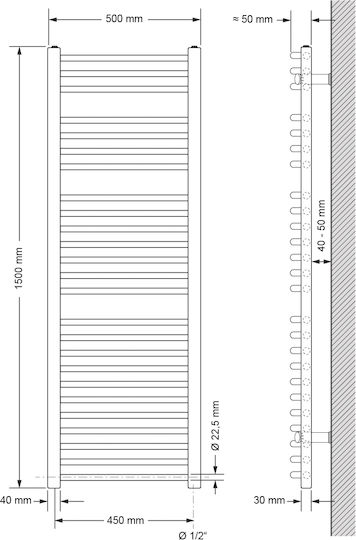 ECD Germany Електрическа Кърпи За Закачане 900W 150x50см Бяла