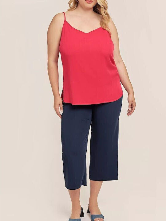 Women's Summer Blouse with Straps Fuchsia