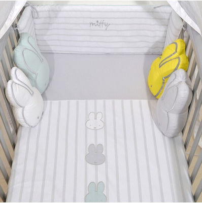 Miffy Baby Crib Bedding Set 12pcs Stripped Grey