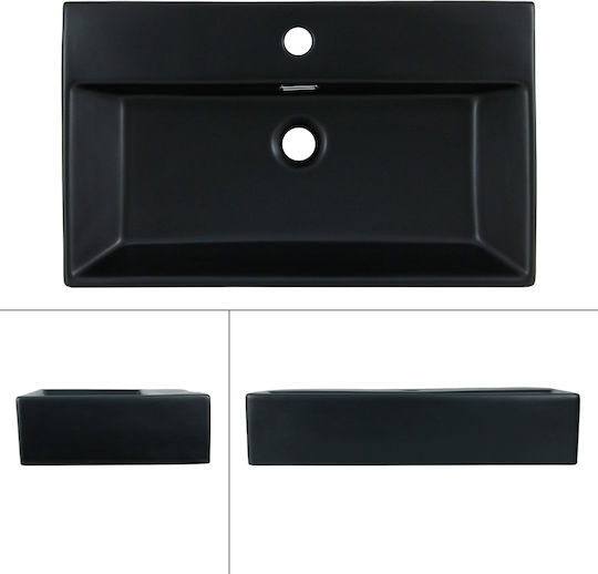 ML-Design Wall Mounted Wall-mounted Sink Ceramic 60x36.5x13cm Black
