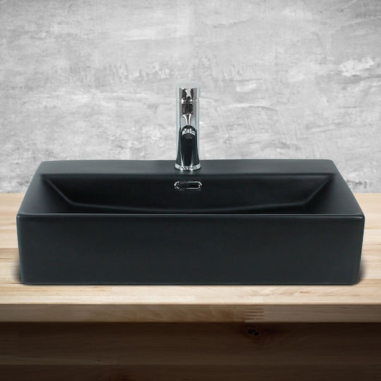 ML-Design Wall Mounted Wall-mounted Sink Ceramic 60x36.5x13cm Black