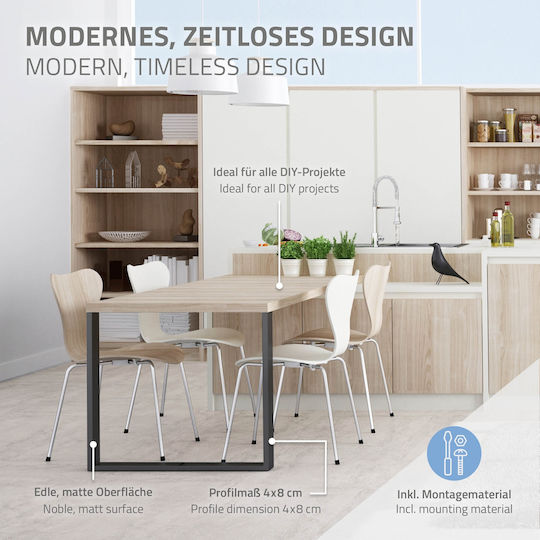 ECD Germany Metallisches Möbelbein Für Tisch / Beistelltisch / Büro 80x72cm Graue