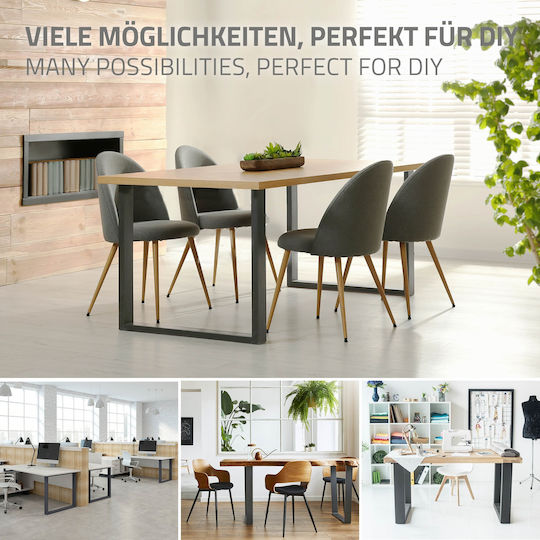 ECD Germany Picior Metalic Mobilier 2 Bucăți Potrivit Pentru Masă / Măsuță / Birou 90x72cm Gri