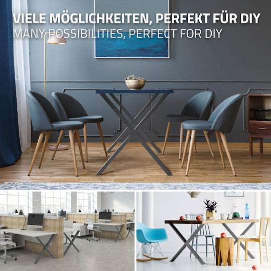 ECD Germany Xdesign Picior De Mobilier Din Lemn Potrivit Pentru Masă / Măsuță 60x72cm Gri