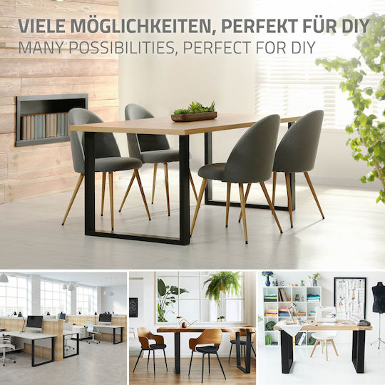 ECD Germany Picior De Mobilier Din Lemn 2 Bucăți Potrivit Pentru Masă / Măsuță / Birou 90x72cm Negru