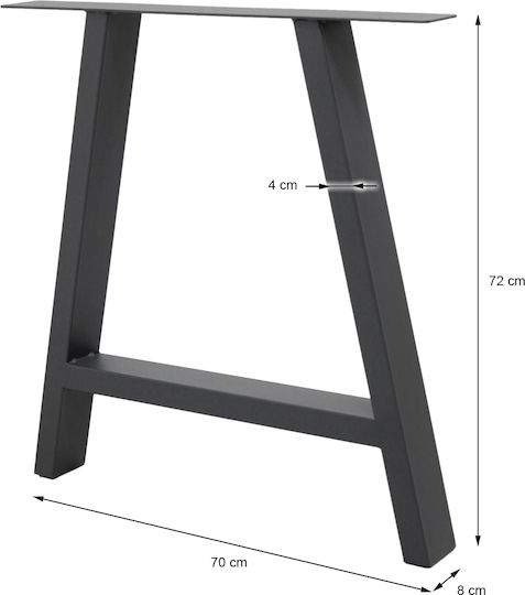 ECD Germany Adesign Metallisches Möbelbein 2Stücke Für Tisch / Beistelltisch / Büro 70x72cm Graue