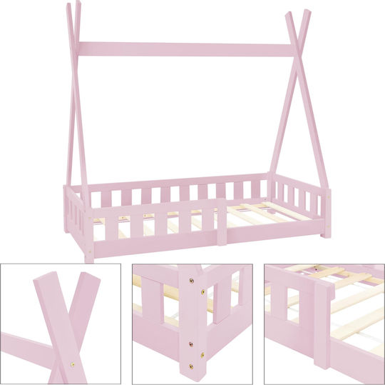 Kinderbett Montessori Einzeln Rosa für Matratze 70x140cm