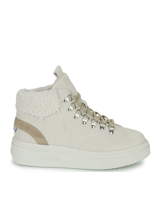 Γυναικεία Flatforms Μποτάκια Λευκά