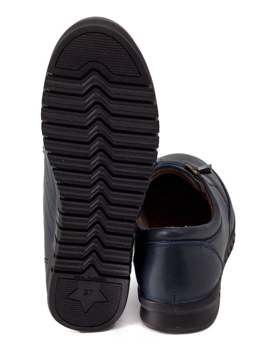 Δερμάτινα Γυναικεία Oxfords σε Μπλε Χρώμα