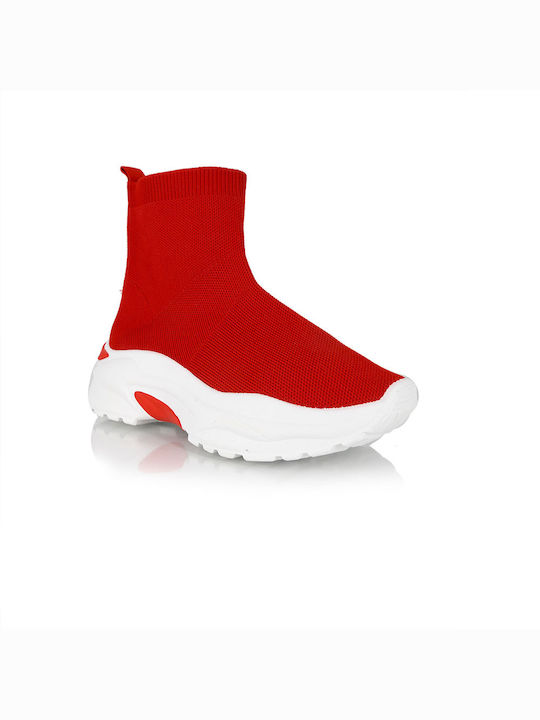 Malesa Damen Stiefelette mit Socken Rot